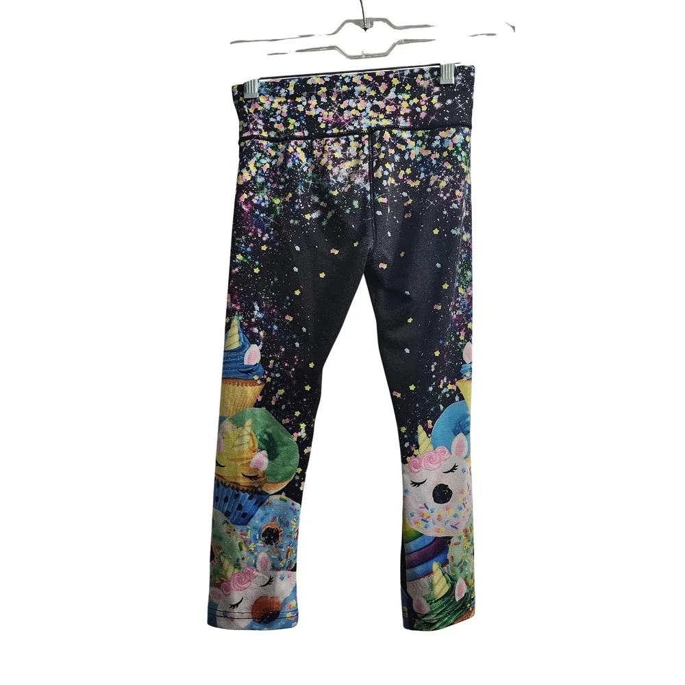 Justice‎ Girls Size 10 Unicorn Donut Cupcake Galaxy Capri Leggings Black Multi